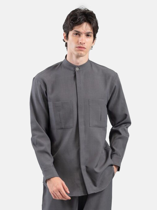 Herrenhemden Langärmeliges Overshirt Grau