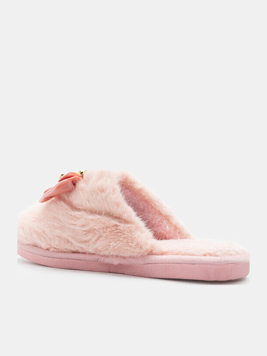Winter Damen Hausschuhe mit Fell Rosa