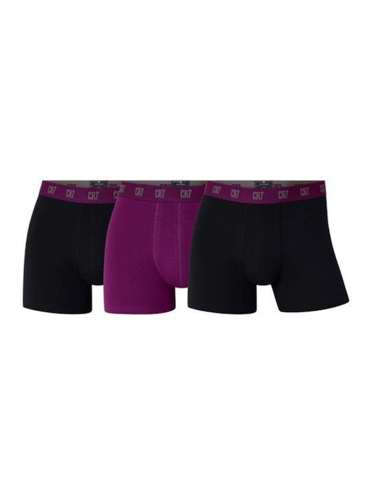 Cr7 Underwear Boxeri pentru bărbați Black-Purple 3Pachet