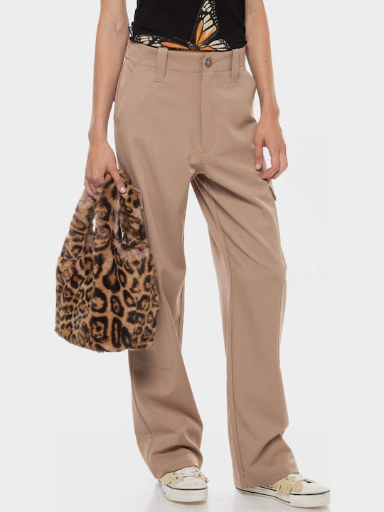 Volga Women's Fabric Cargo Trousers Brown