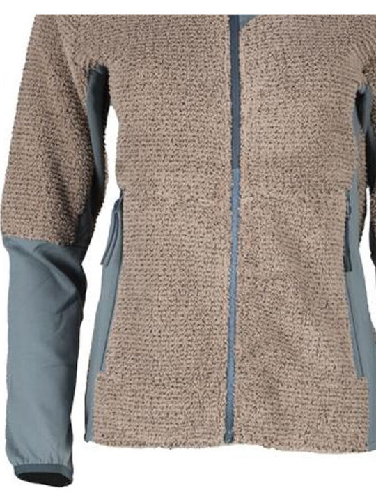 Fleece Γυναικεία Ζακέτα με Φερμουάρ Taupe