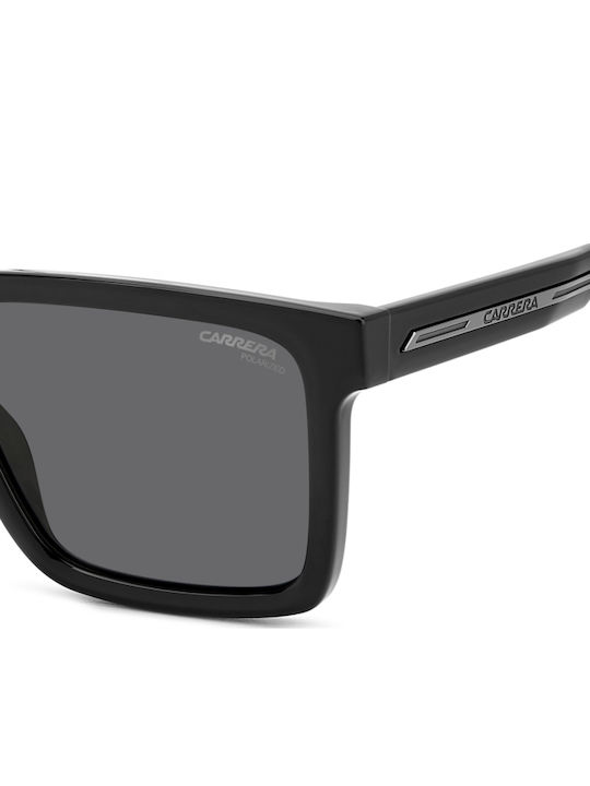 Carrera Men's Sunglasses with Black Horn-Rimmed Frame and Grey Polarized Lenses 02/S 807/M9