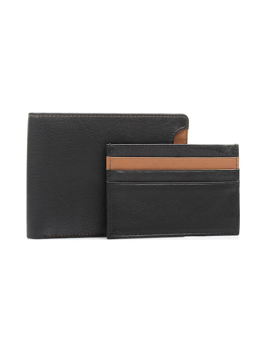 Leather Men's Wallet Classic Black-Tan