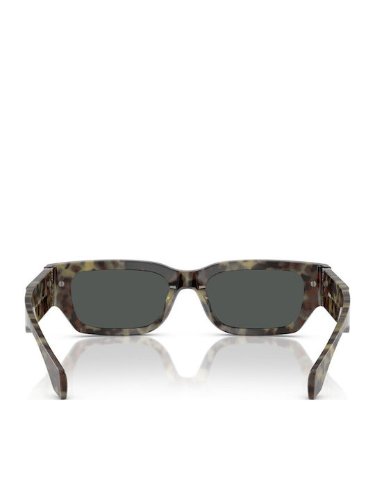 Versace Men's Sunglasses with Brown Tartaruga Plastic Frame and Gray Lens