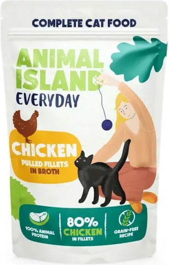 Animal Island Υγρή Τροφή για Ενήλικες Γάτες σε Φακελάκι με Κοτόπουλο χωρίς Γλουτένη 4x85gr