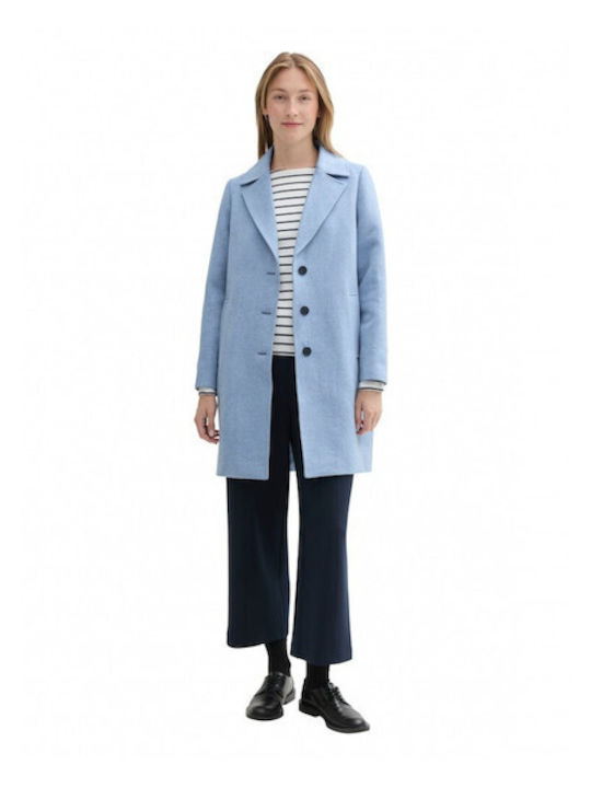 Tom Tailor Women's Wool Long Coat Light Blue