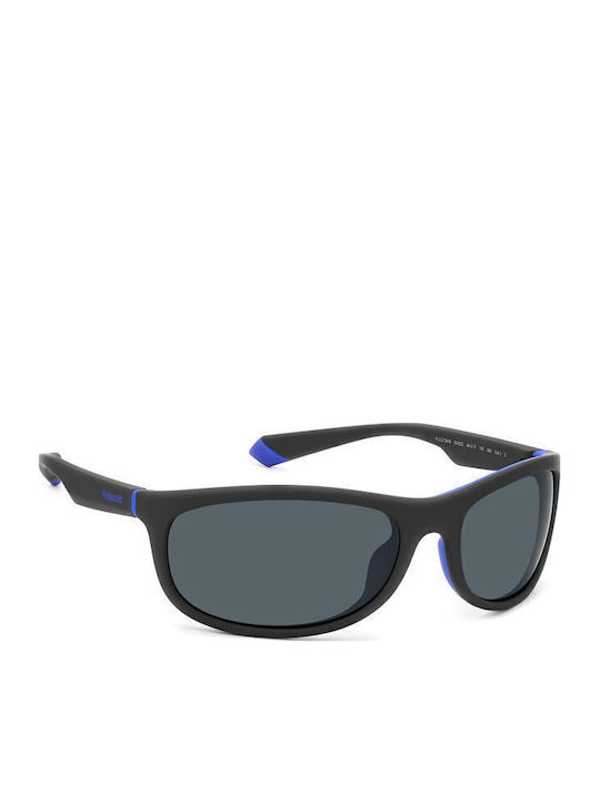 Polaroid Men's Sunglasses with Black Plastic Frame and Black Lens
