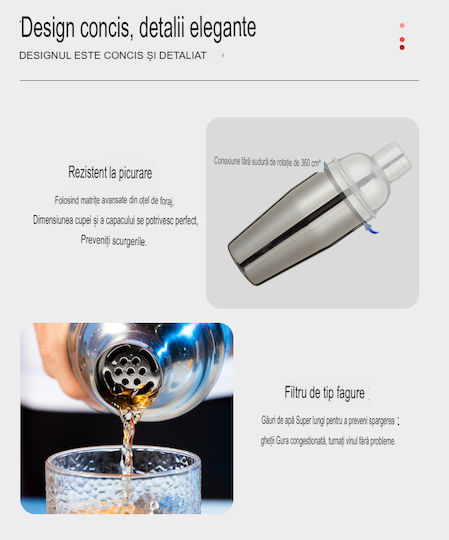 Set complet pentru barman Lewe Mc-m12 Suport din bambus 12 piese 750 ml Set barman pentru prepararea băuturilor din oțel inoxidabil