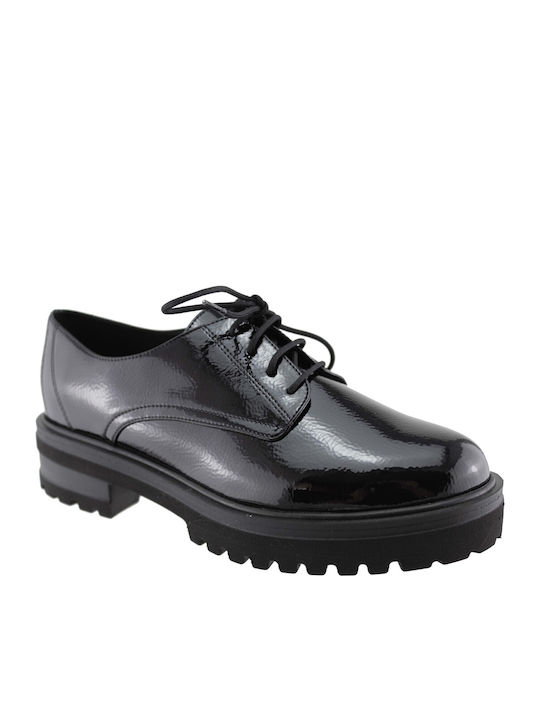 Women's Patent Leather Oxford Shoes Black