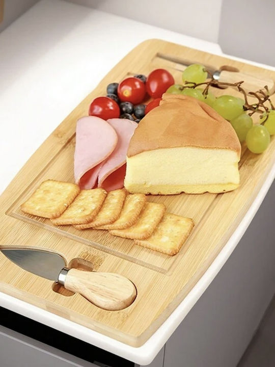 Bamboo Platter Presenting Serving Cheeses Pufo Cheese 2 Included Accessories 33 Cm