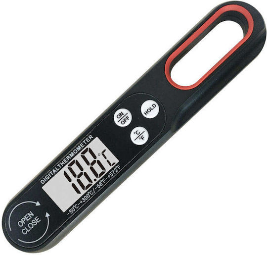Pufo Digital Thermometer Probe Large Easy-to-read Display 50°c +300°c Automatic Shut-off Foldable Model Black