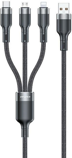 Awei Cable Cl-975 Usb-c Lightning Micro 3in1 Black