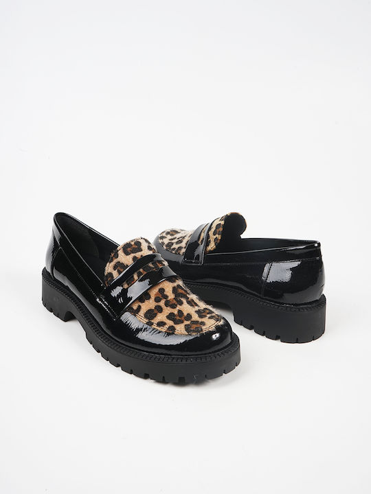 Damen Mokassins Black/Leopard