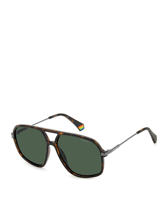 Polaroid Men's Sunglasses with Brown Tartaruga Frame and Green Lens PLD6182/S 086/UC