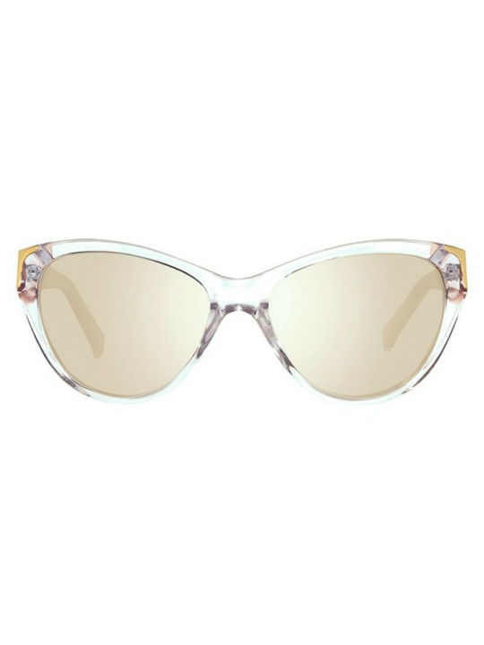 Guess Women's Sunglasses with Transparent Plastic Frame and Gold Mirror Lens GU7323 G64