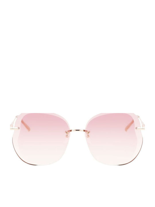 Longchamp Sunglasses Χρυσά with Metal Frame & Pink Lens