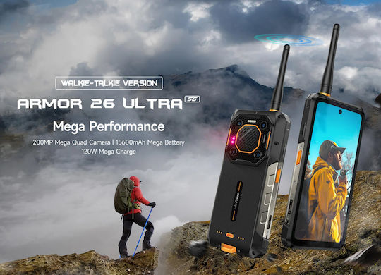 Ulefone Armor 26 Ultra Walkie-talkie 5G Dual-SIM (12GB/512GB) Widerstandsfähig Smartphone Schwarz