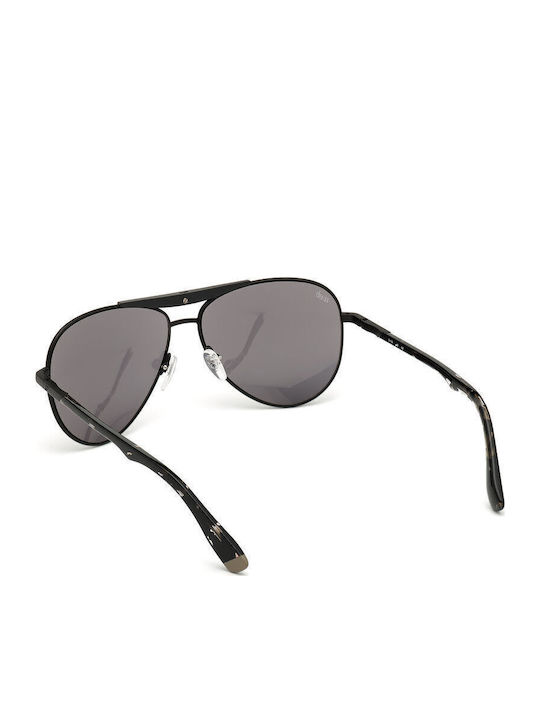 Web Unisex Sunglasses with Black Metal Frame and Silver Mirror Lens WE0281 02C