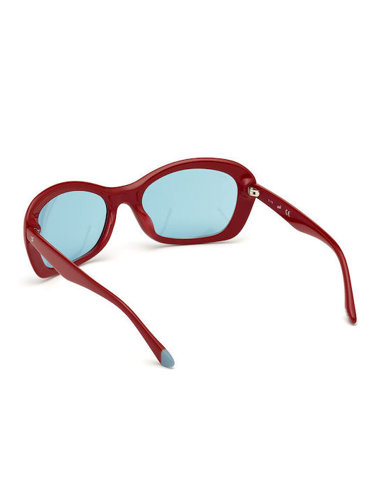 Web Women's Sunglasses with Red Tartaruga Plastic Frame and Light Blue Lens WE0289 66V