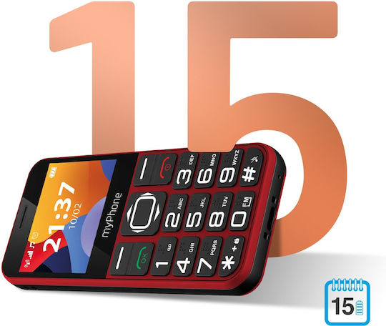MyPhone Halo 3 Single SIM Κινητό με Μεγάλα Κουμπιά (Αγγλικό Μενού) Κόκκινο