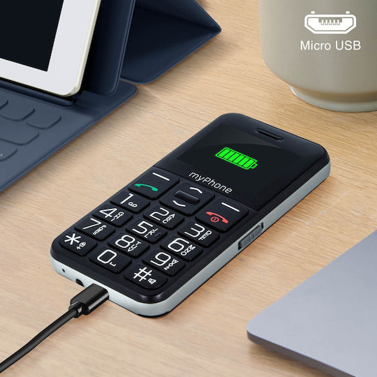 MyPhone Halo Easy Single SIM Κινητό με Μεγάλα Κουμπιά (Αγγλικό Μενού) Μαύρο