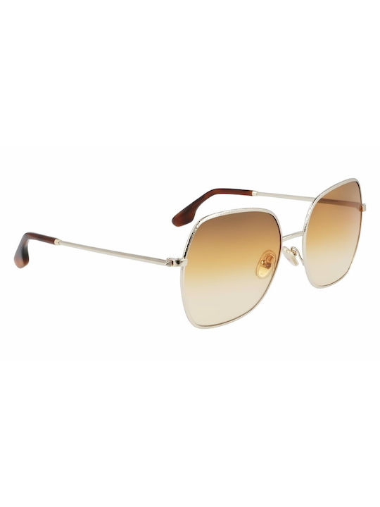 Victoria Beckham Women's Sunglasses with Gold Metal Frame and Brown Gradient Lens VB223S 708