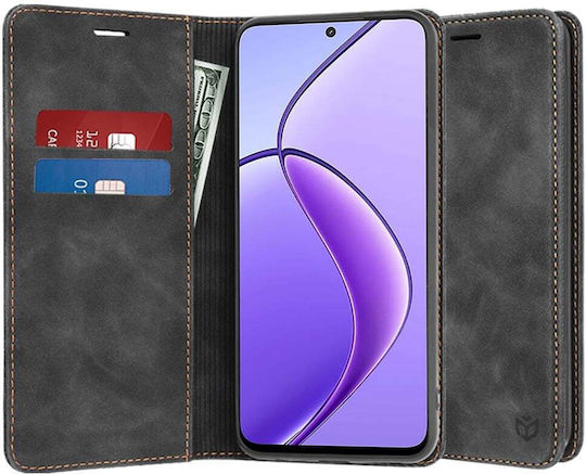 Techsuit Umschlag Rückseite Synthetisches Leder Schwarz (Realme 12x)