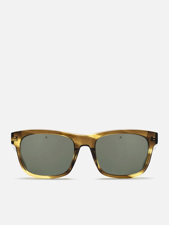 Men's Sunglasses with Brown Tartaruga Plastic Frame and Green Lens