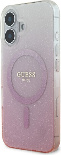 Guess Iml Glitter Gradient Magsafe Задна корица Пластмаса / Силикон Розов (iPhone 16 Plus)