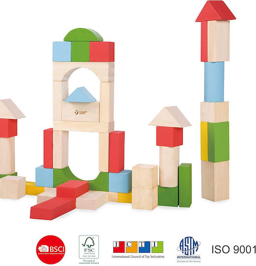 Classic World Junior Wooden Building Blocks for 1+ Year Olds 50 Pieces