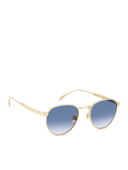 David Beckham Unisex Sunglasses with Gold Metal Frame and Blue Gradient Lens