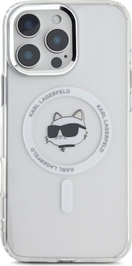 Karl Lagerfeld Case Iphone 16 Pro Max 6 9" Klhmp16xhlschh White Hard Iml Metal Choupette Head Magsafe