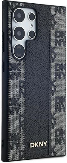 DKNY Pattern Back Cover Piele artificială / Piele Negru (Galaxy S24 Ultra)