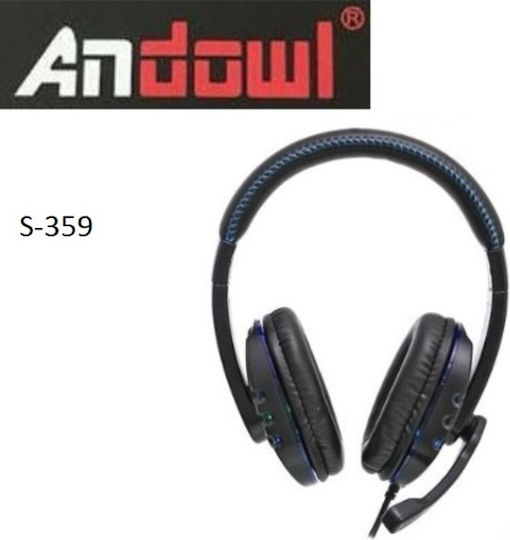 Andowl S-359 Over Ear Gaming Headset cu conexiune USB Black / Blue