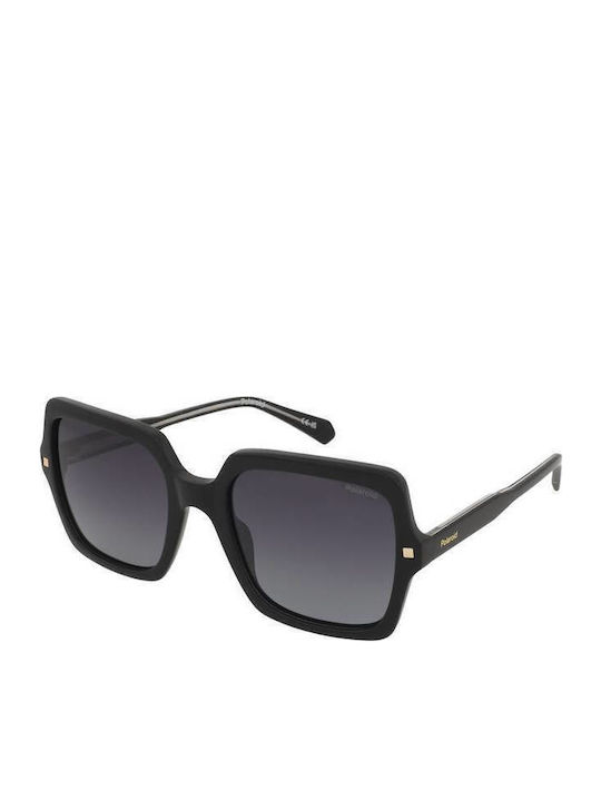 Polaroid Women’s Sunglasses With Black Horn-Rimmed Frame And Grey Gradient Lens