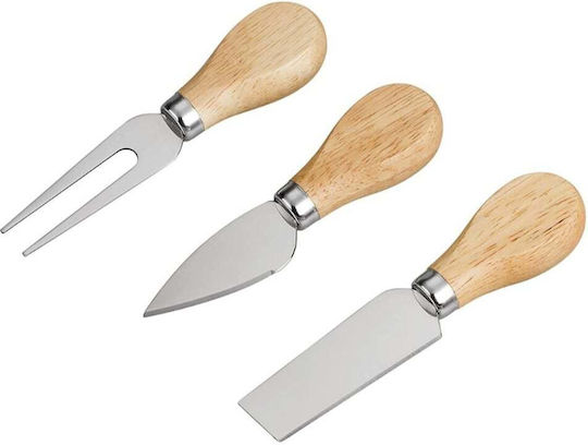Set 3 Puff Knives Serving Cheese Wooden Handle