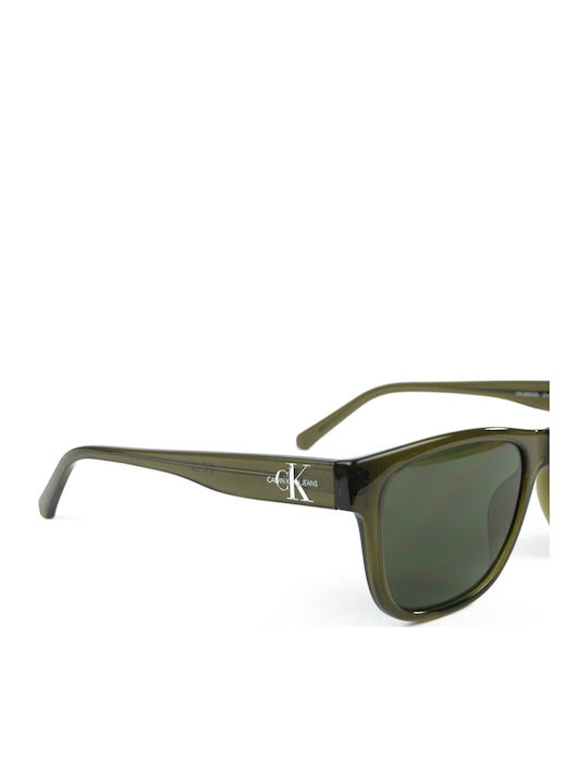 Calvin Klein Unisex Γυαλιά Ηλίου με Πράσινο Κοκκάλινο Σκελετό και Μαύρο Φακό CKJ20632S 314