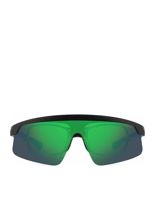 Polaroid Unisex Sunglasses with Black Plastic Frame and Green Mirror Lens PLD7056/C 3OL/5Z