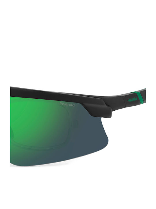 Polaroid Unisex Sunglasses with Black Plastic Frame and Green Mirror Lens PLD7056/C 3OL/5Z