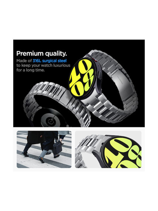 Spigen Modern Fit 316l Λουράκι Ανοξείδωτο Ατσάλι Ασημί (Samsung Galaxy Smartwatch 7, Watch 6 Classic, Watch 6)