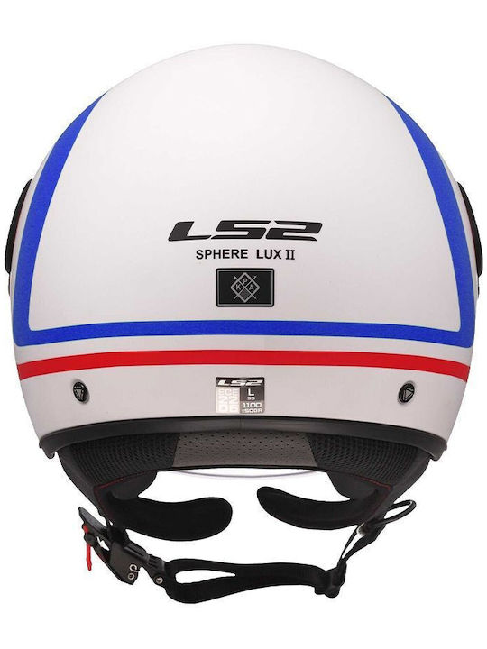 LS2 Sphere Lux II Urby White / Blue / Red Motorcycle Helmet Jet ECE 22.06 1000gr