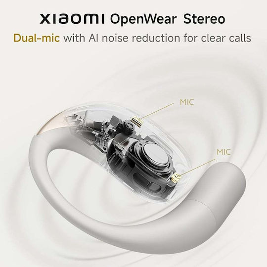 Xiaomi OpenWear Stereo Open Ear Bluetooth Handsfree Ακουστικά με Αντοχή στον Ιδρώτα και Θήκη Φόρτισης Cosmic Gray