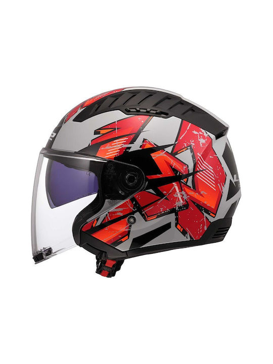 LS2 Copter II OF600 Kanji Светлосив Каска За Мотор Джет ECE 22.06 1200гр с Sunvisor