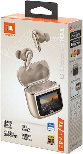 JBL Tour Pro 3 In-ear Bluetooth Handsfree Ακουστικά με Θήκη Φόρτισης Latte