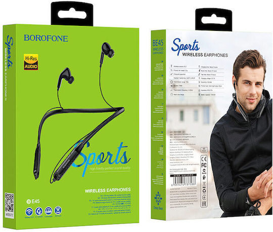 Borofone BE45 In-ear Bluetooth Handsfree Ακουστικά με Αντοχή στον Ιδρώτα Μαύρα