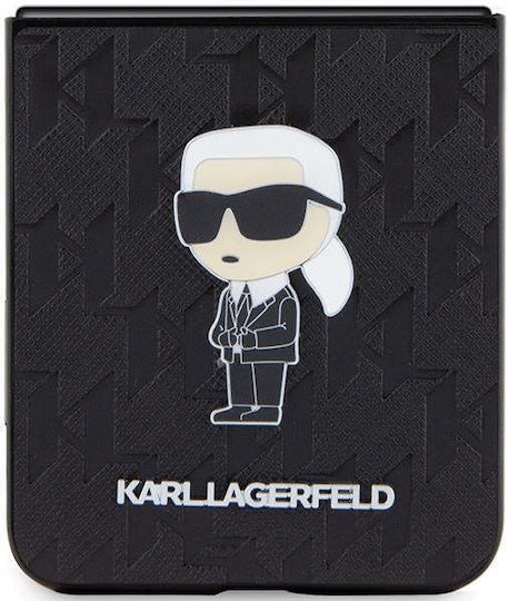Karl Lagerfeld Saffiano Monogram Ikonik Pin Back Cover Plastic Negru (Galaxy Z Flip5)