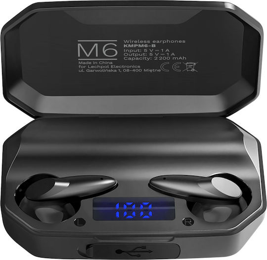 Kruger & Matz M6 Earbud Bluetooth Handsfree Ακουστικά με Θήκη Φόρτισης Μαύρα