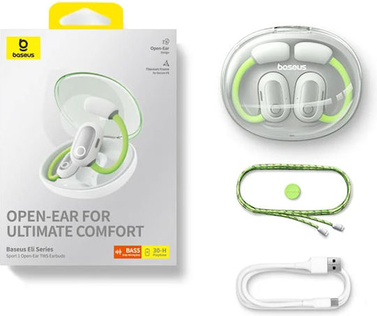 Baseus Eli Sport 1 PM20A Отворено ухо Bluetooth хендсфри Слушалки с Устойчивост на Пот и Кутийка за Зареждане Aurora Green