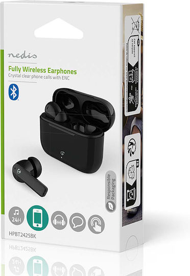 Nedis HPBT2425BK In ear Bluetooth хендсфри Слушалки с Кутийка за Зареждане Черен