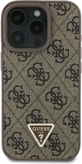 Guess Metal Logo Strass Crossbody Back Cover Synthetic Leather with Strap Brown (iPhone 16 Pro)